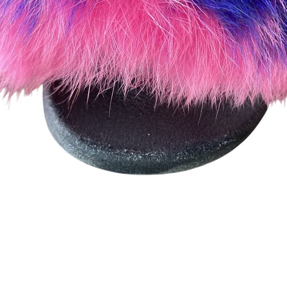 RAINBOW Fur Slide Women’s Size 11 Rainbow Pride Faux Fur - Picture 5 of 7
